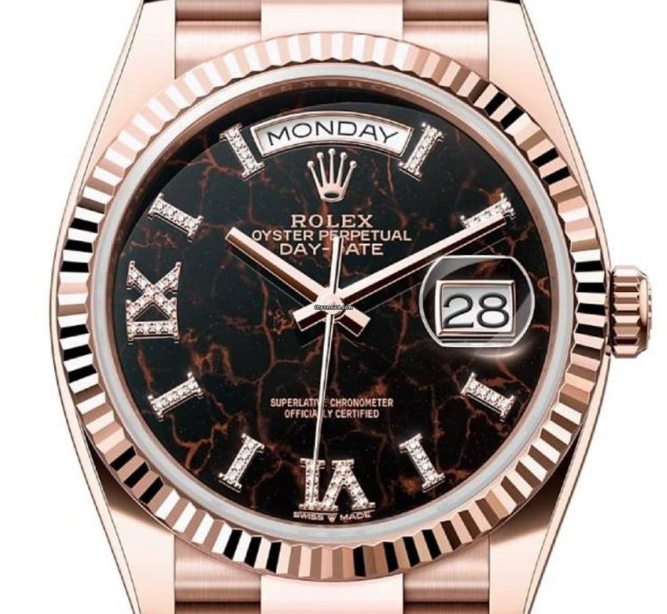 Rolex Day-date 36 Unworn Day-date 36mm Eisenkiesel Diamond Dial Rose Gold Bracelet 128235 Box Papers 2023