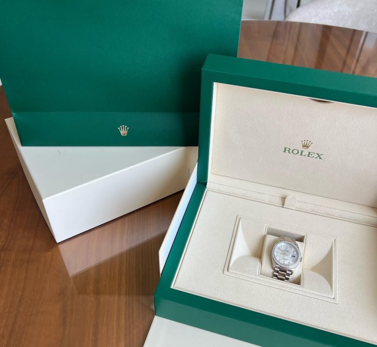 Rolex Day-date 36 Unworn Full Set Purchased 12 2024 White Gold Diamond Bezel