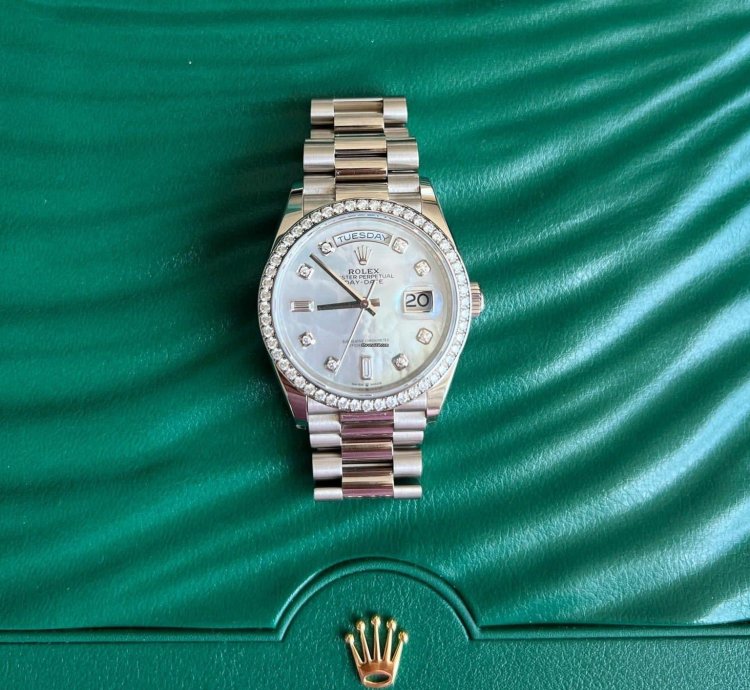 Rolex Day-date 36 Unworn Full Set Purchased 12 2024 White Gold Diamond Bezel