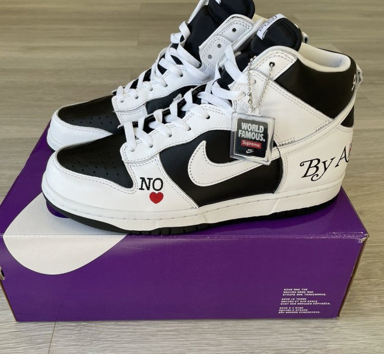 Supreme Nike Sb Dunk High By Any Means Black White