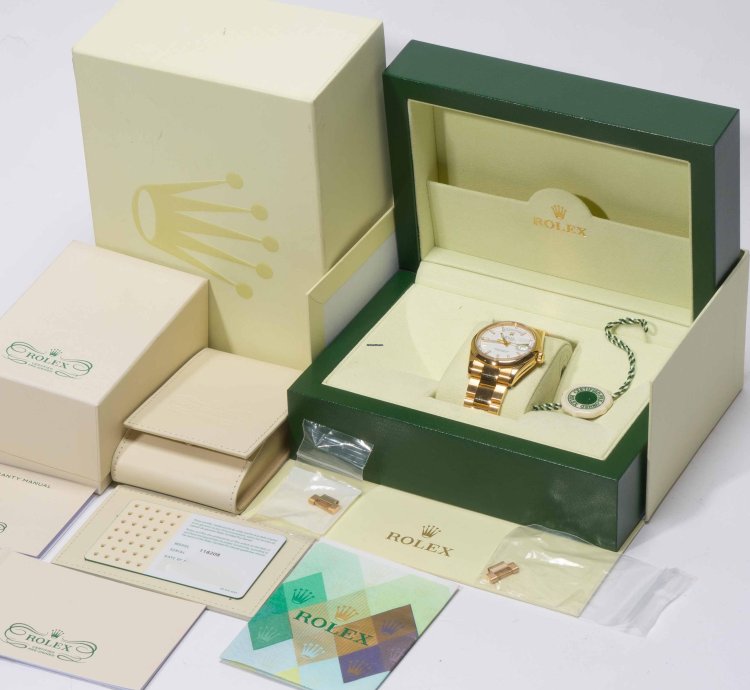 Rolex Day-date 36 White Dial Yellow Gold 36mm 118208 - Cpor Warranty
