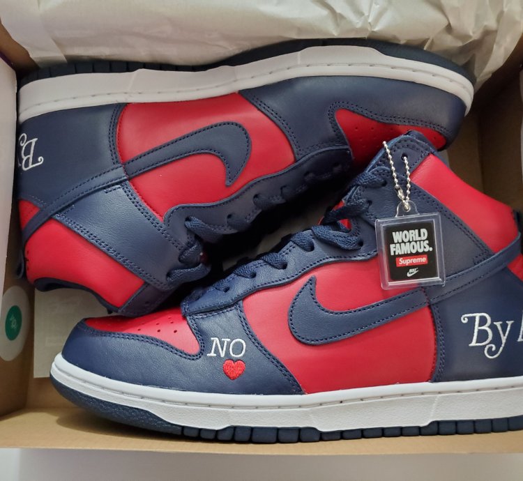 Supreme Nike Sb Dunk High By Any Means Navy Size 11