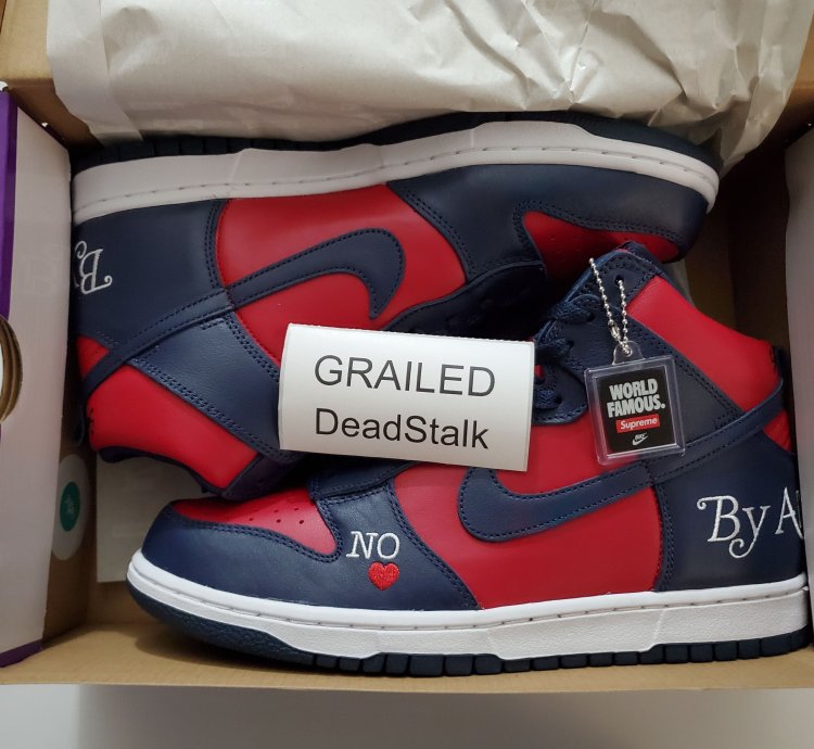 Supreme Nike Sb Dunk High By Any Means Navy Size 11