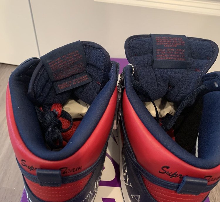 Supreme Nike Sb Dunk High By Any Means Red Navy Size 9