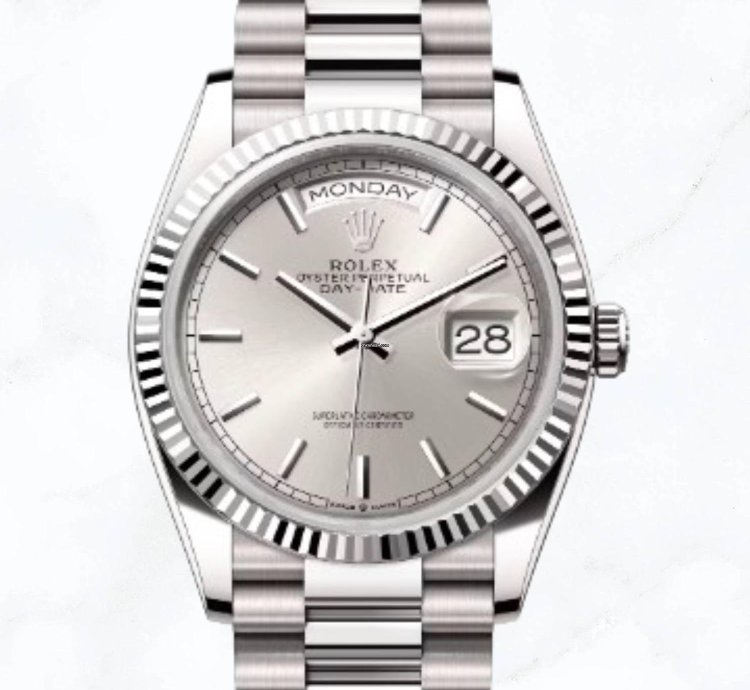 Rolex Day-date 36 White Gold Silver Dial 128239 new Unworn