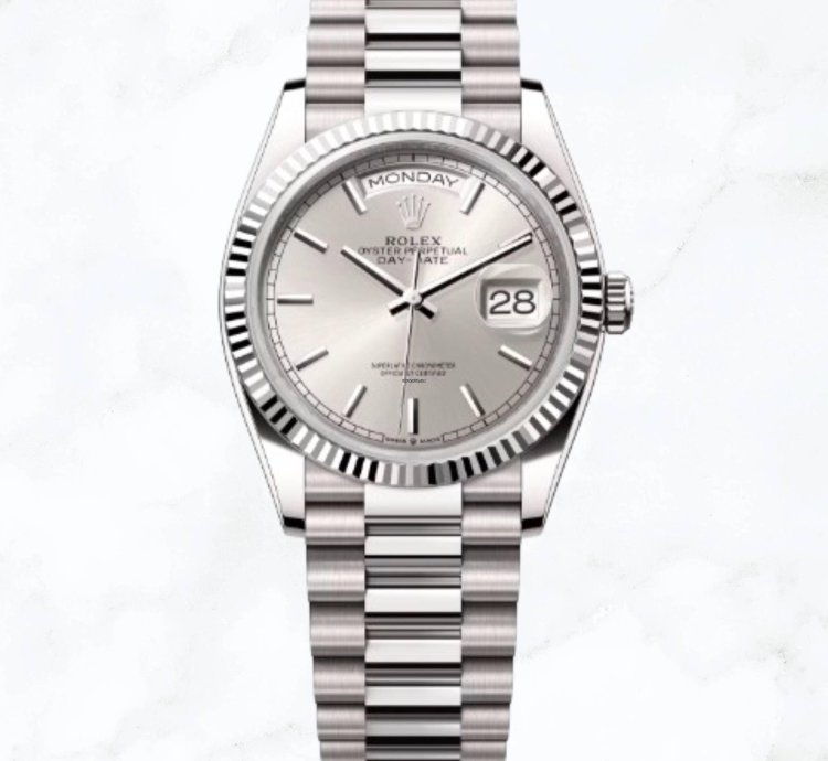 Rolex Day-date 36 White Gold Silver Dial 128239 new Unworn
