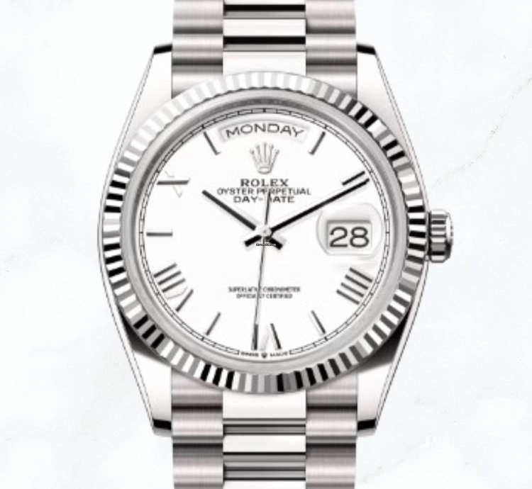 Rolex Day-date 36 White Gold White Roman Dial 128239 new Unworn