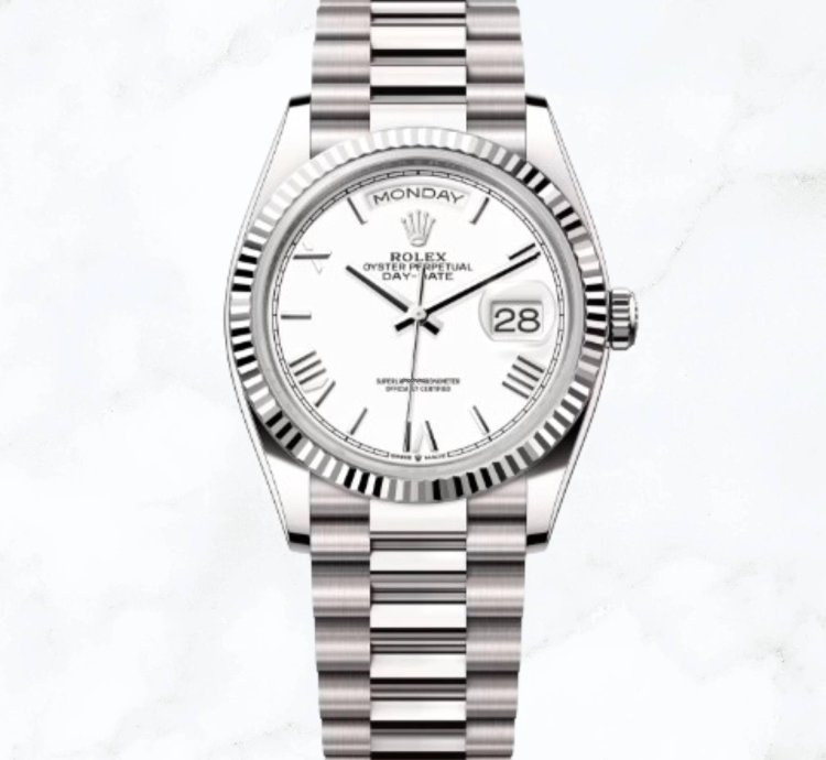 Rolex Day-date 36 White Gold White Roman Dial 128239 new Unworn
