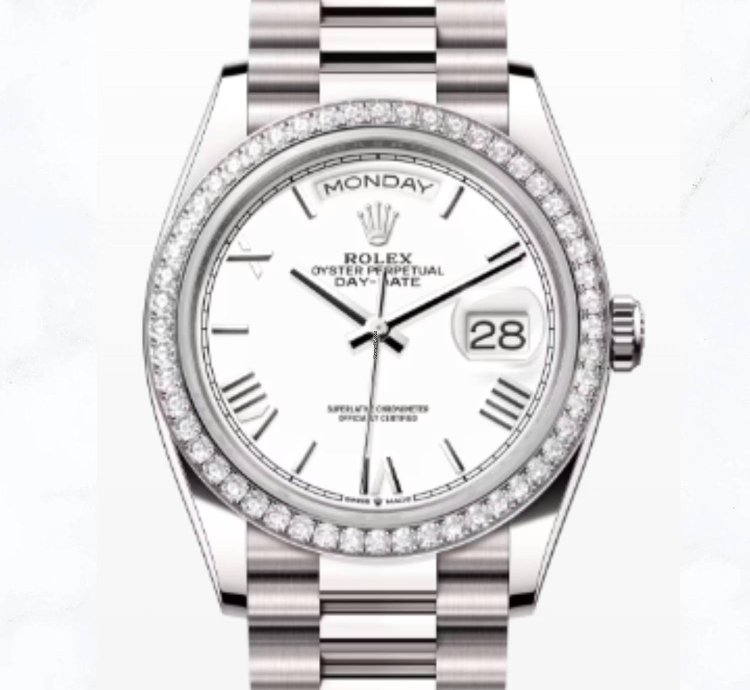 Rolex Day-date 36 White Gold White Roman Dial 128349rbr new Unworn