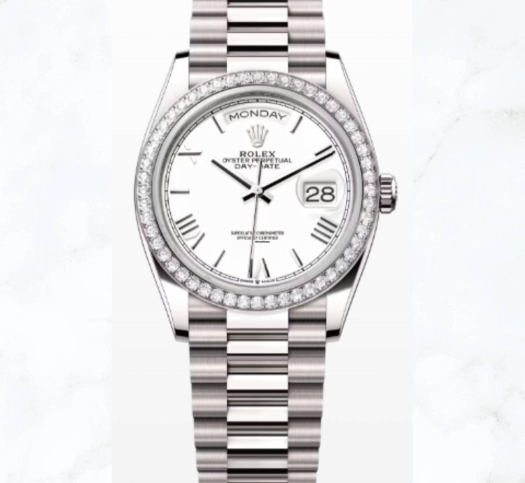 Rolex Day-date 36 White Gold White Roman Dial 128349rbr new Unworn