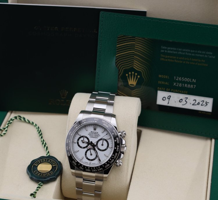 Rolex Daytona 2025 New Daytona Panda White Dial 126500ln New Unworn Full Set