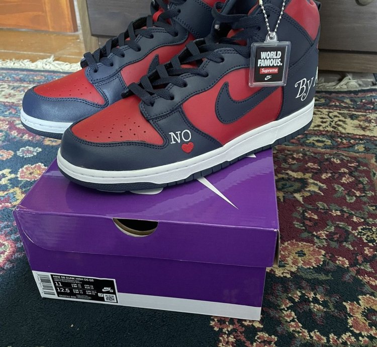 Supreme Nike Sb Dunk High Red Navy