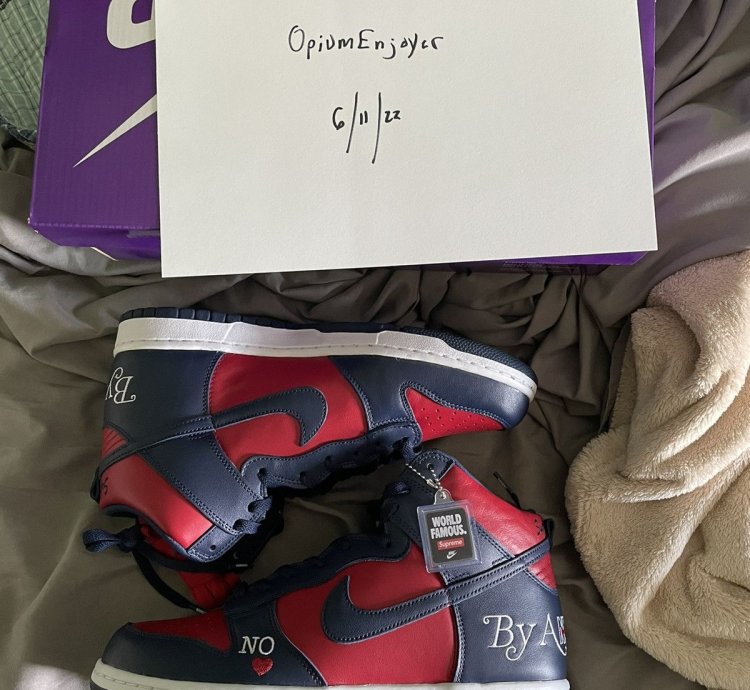 Supreme Nike Sb Dunk High Red Navy