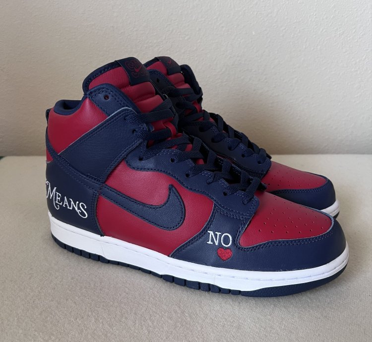 Supreme Nike Sb Dunk High Varsity Red Navy