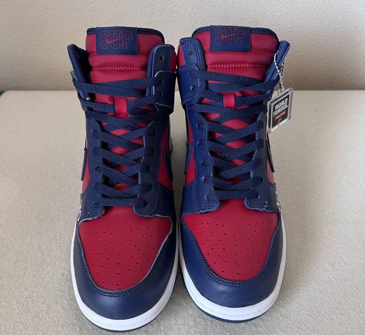 Supreme Nike Sb Dunk High Varsity Red Navy