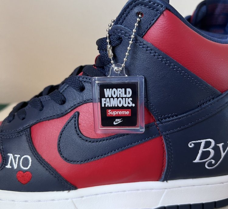 Supreme Nike Sb Dunk High Varsity Red Navy