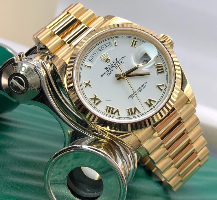Rolex Day-date 36 White Roman Dial Yellow Gold