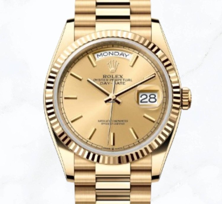 Rolex Day-date 36 Yellow Gold Champagne Dial new Unworn