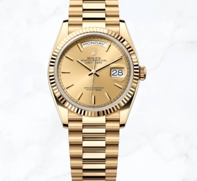 Rolex Day-date 36 Yellow Gold Champagne Dial new Unworn