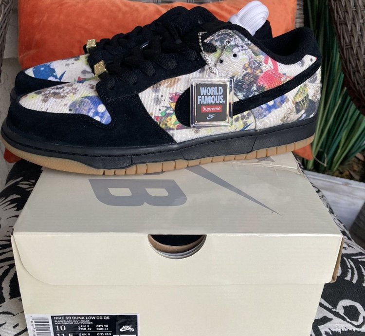 Supreme Nike Sb Dunk Low Rammellzee Size 10 Black Fd8778-001