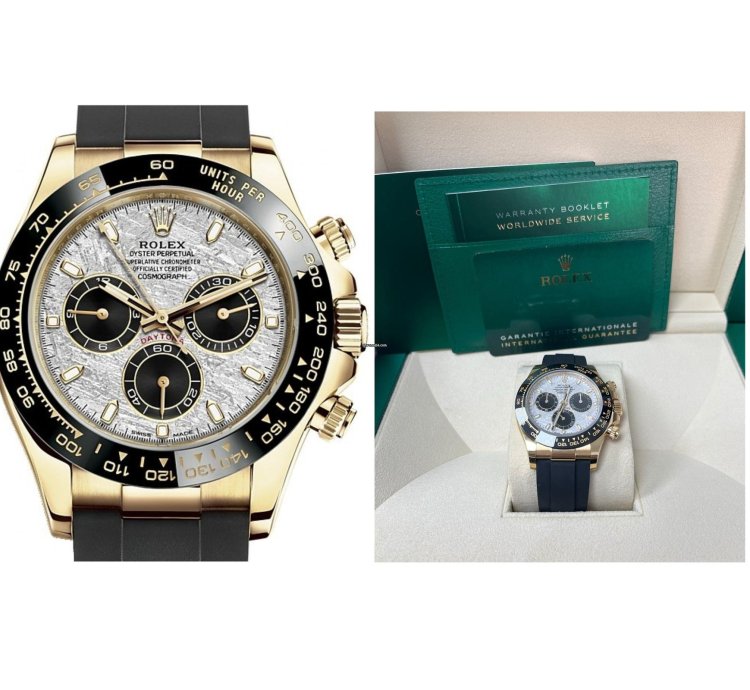 Rolex Daytona 40 Watch - Meteorite And Black Index Dial - Black Oysterflex Strap 116518ln
