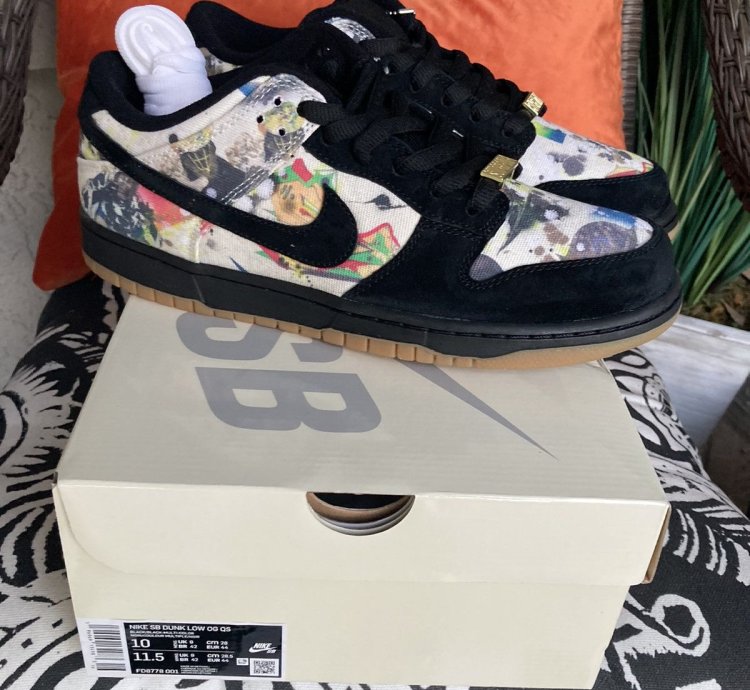 Supreme Nike Sb Dunk Low Rammellzee Size 10 Black Fd8778-001