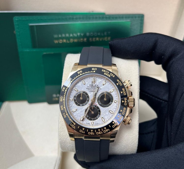 Rolex Daytona 40 Watch - Meteorite And Black Index Dial - Black Oysterflex Strap 116518ln