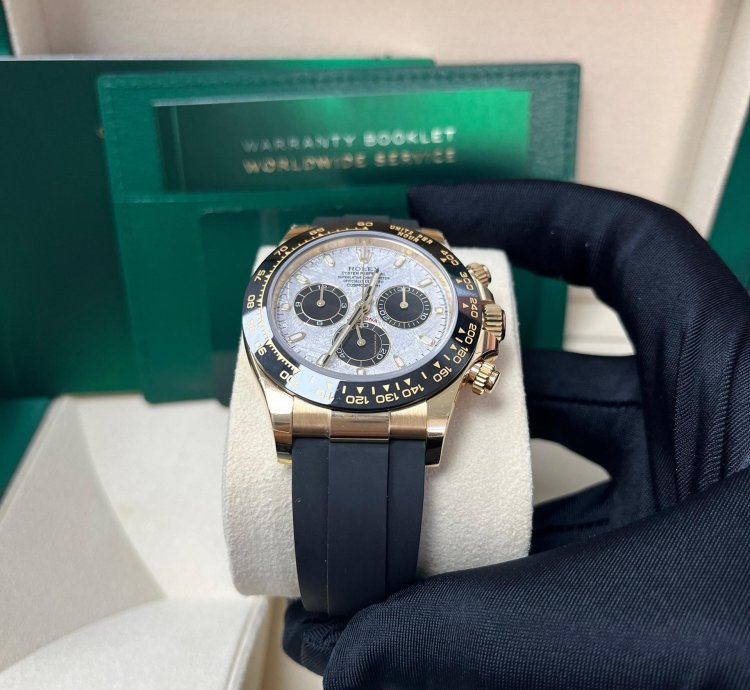 Rolex Daytona 40 Watch - Meteorite And Black Index Dial - Black Oysterflex Strap 116518ln