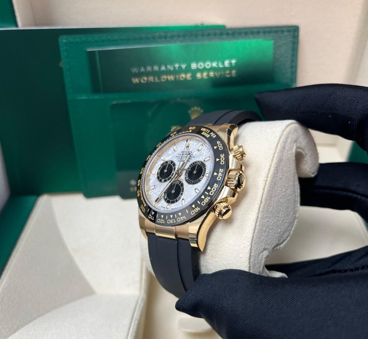 Rolex Daytona 40 Watch - Meteorite And Black Index Dial - Black Oysterflex Strap 116518ln