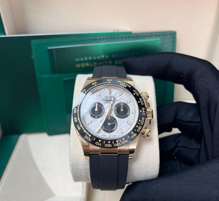 Rolex Daytona 40 Watch - Meteorite And Black Index Dial - Black Oysterflex Strap 116518ln