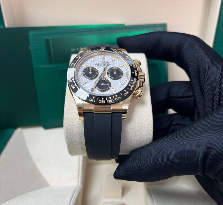 Rolex Daytona 40 Watch - Meteorite And Black Index Dial - Black Oysterflex Strap 116518ln