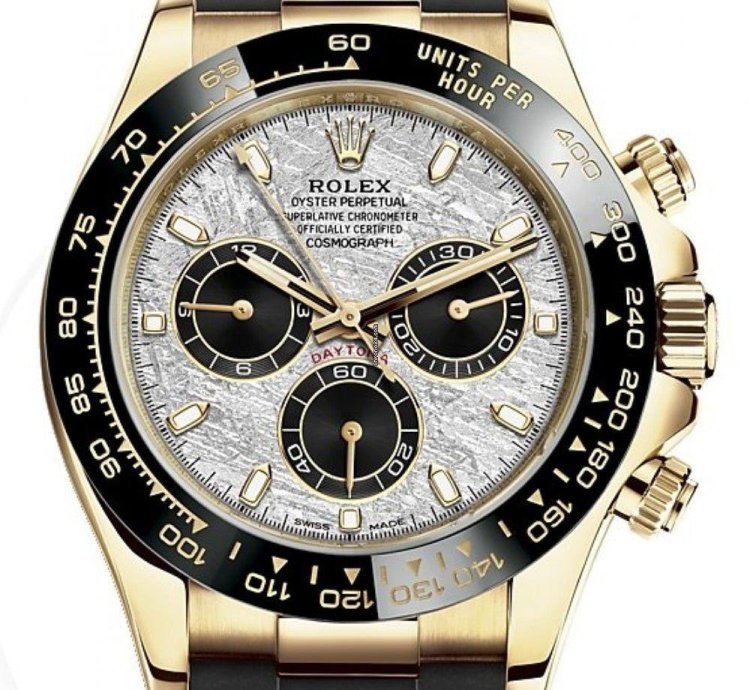 Rolex Daytona 40 Watch - Meteorite And Black Index Dial - Black Oysterflex Strap 116518ln