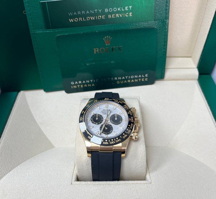 Rolex Daytona 40 Watch - Meteorite And Black Index Dial - Black Oysterflex Strap 116518ln