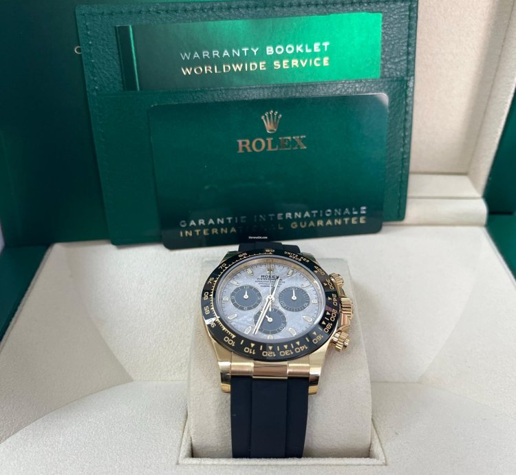 Rolex Daytona 40 Watch - Meteorite And Black Index Dial - Black Oysterflex Strap 116518ln