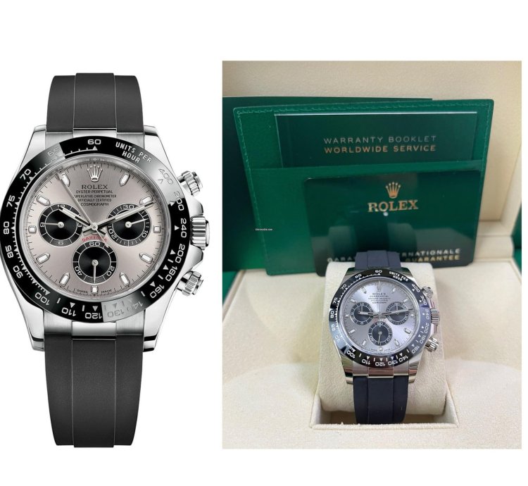 Rolex Daytona 40 White Gold Steel Grey Index Dial Black Sub-dials Oysterflex 116519ln