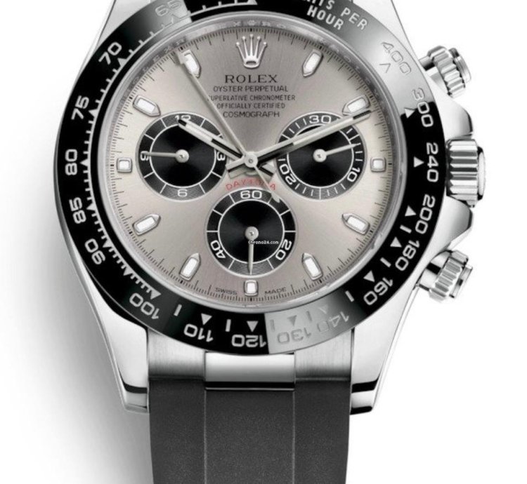 Rolex Daytona 40 White Gold Steel Grey Index Dial Black Sub-dials Oysterflex 116519ln