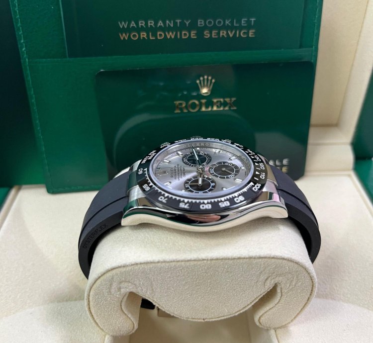 Rolex Daytona 40 White Gold Steel Grey Index Dial Black Sub-dials Oysterflex 116519ln