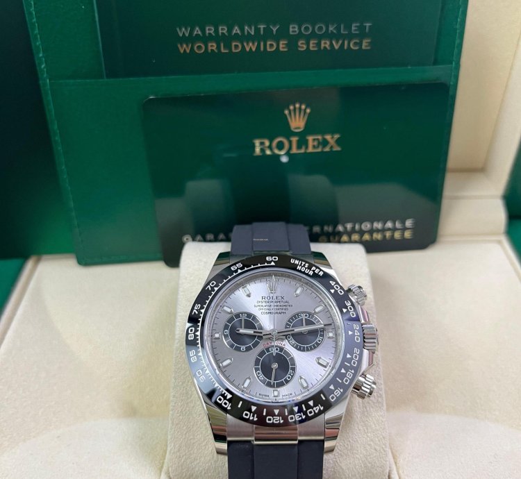 Rolex Daytona 40 White Gold Steel Grey Index Dial Black Sub-dials Oysterflex 116519ln