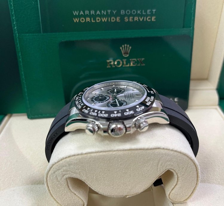 Rolex Daytona 40 White Gold Steel Grey Index Dial Black Sub-dials Oysterflex 116519ln