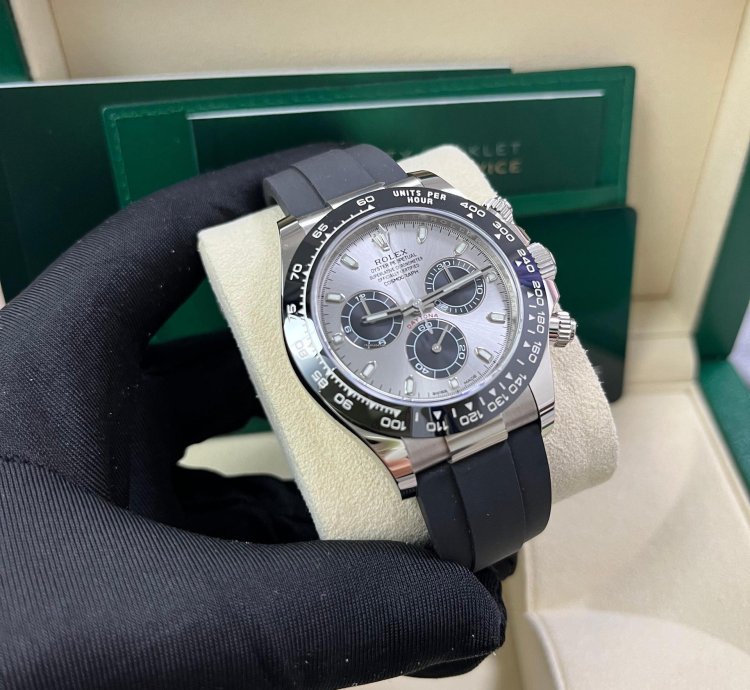 Rolex Daytona 40 White Gold Steel Grey Index Dial Black Sub-dials Oysterflex 116519ln