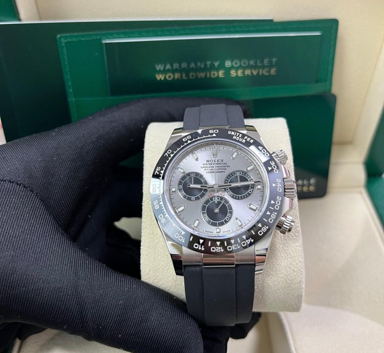 Rolex Daytona 40 White Gold Steel Grey Index Dial Black Sub-dials Oysterflex 116519ln