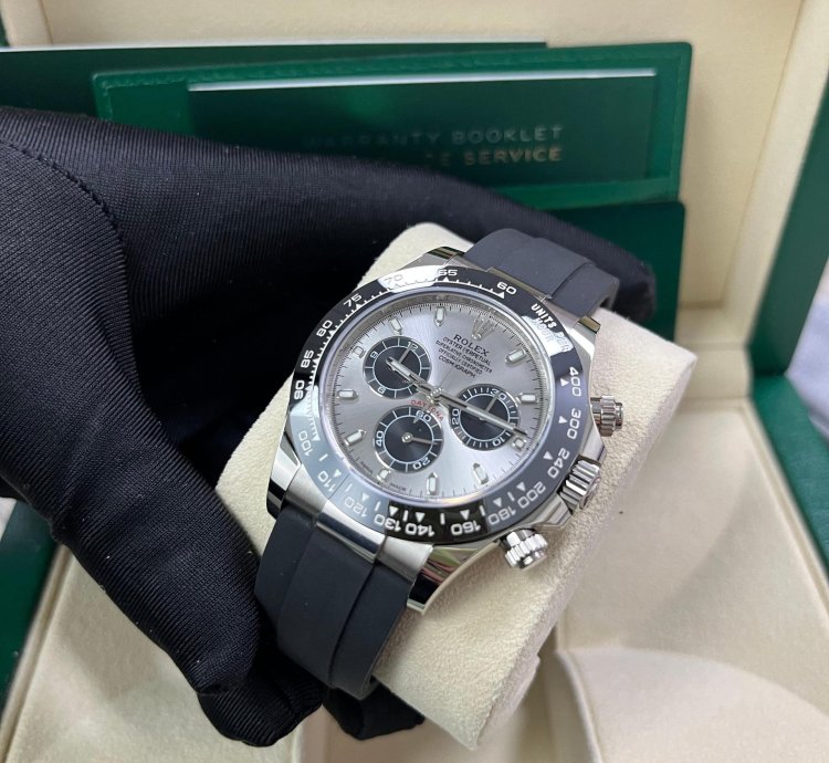Rolex Daytona 40 White Gold Steel Grey Index Dial Black Sub-dials Oysterflex 116519ln