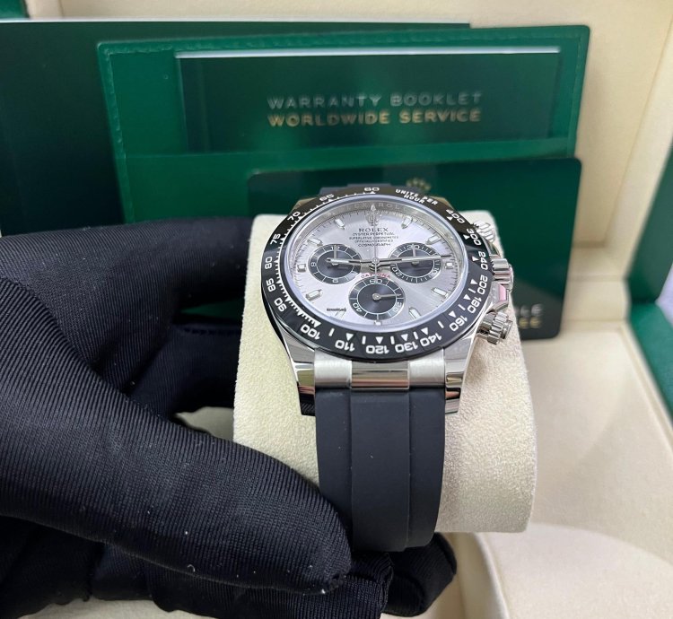 Rolex Daytona 40 White Gold Steel Grey Index Dial Black Sub-dials Oysterflex 116519ln