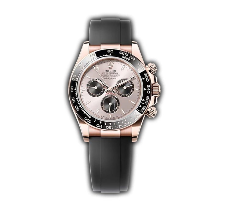 Rolex Daytona 40mm 18k Everose Gold Ceramic Bezel Sundust And Black Dial Oysterflex