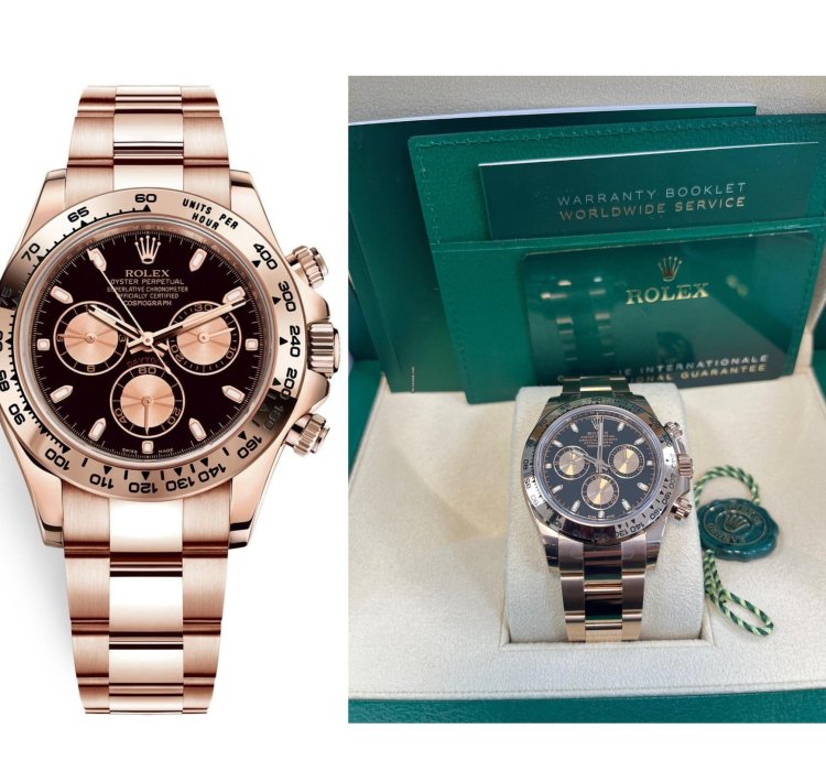 Rolex Daytona 40mm 18k Rose Gold Black Index Cosmograph Dial Rose Sub-dials 116505