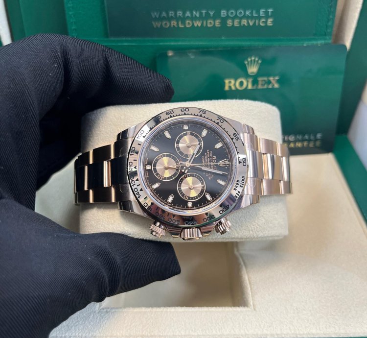 Rolex Daytona 40mm 18k Rose Gold Black Index Cosmograph Dial Rose Sub-dials 116505