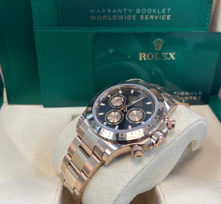 Rolex Daytona 40mm 18k Rose Gold Black Index Cosmograph Dial Rose Sub-dials 116505