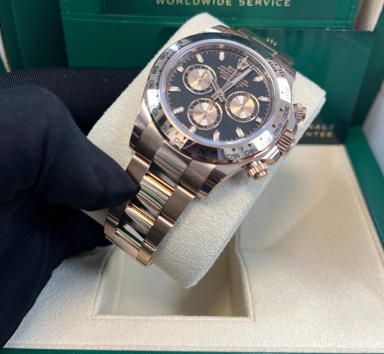 Rolex Daytona 40mm 18k Rose Gold Black Index Cosmograph Dial Rose Sub-dials 116505