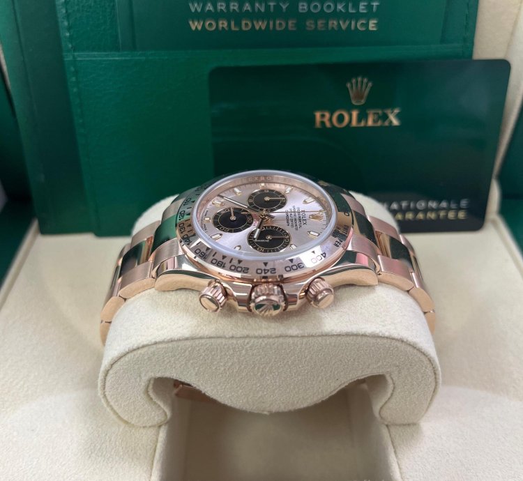 Rolex Daytona 40mm 18k Rose Gold Pink Index Cosmograph Dial Black Sub-dials 116505