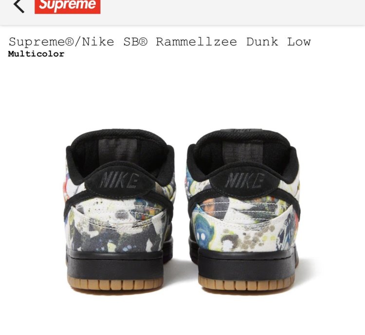 Supreme Nike Sb Rammellzee Dunk Low Size 12 Multicolor